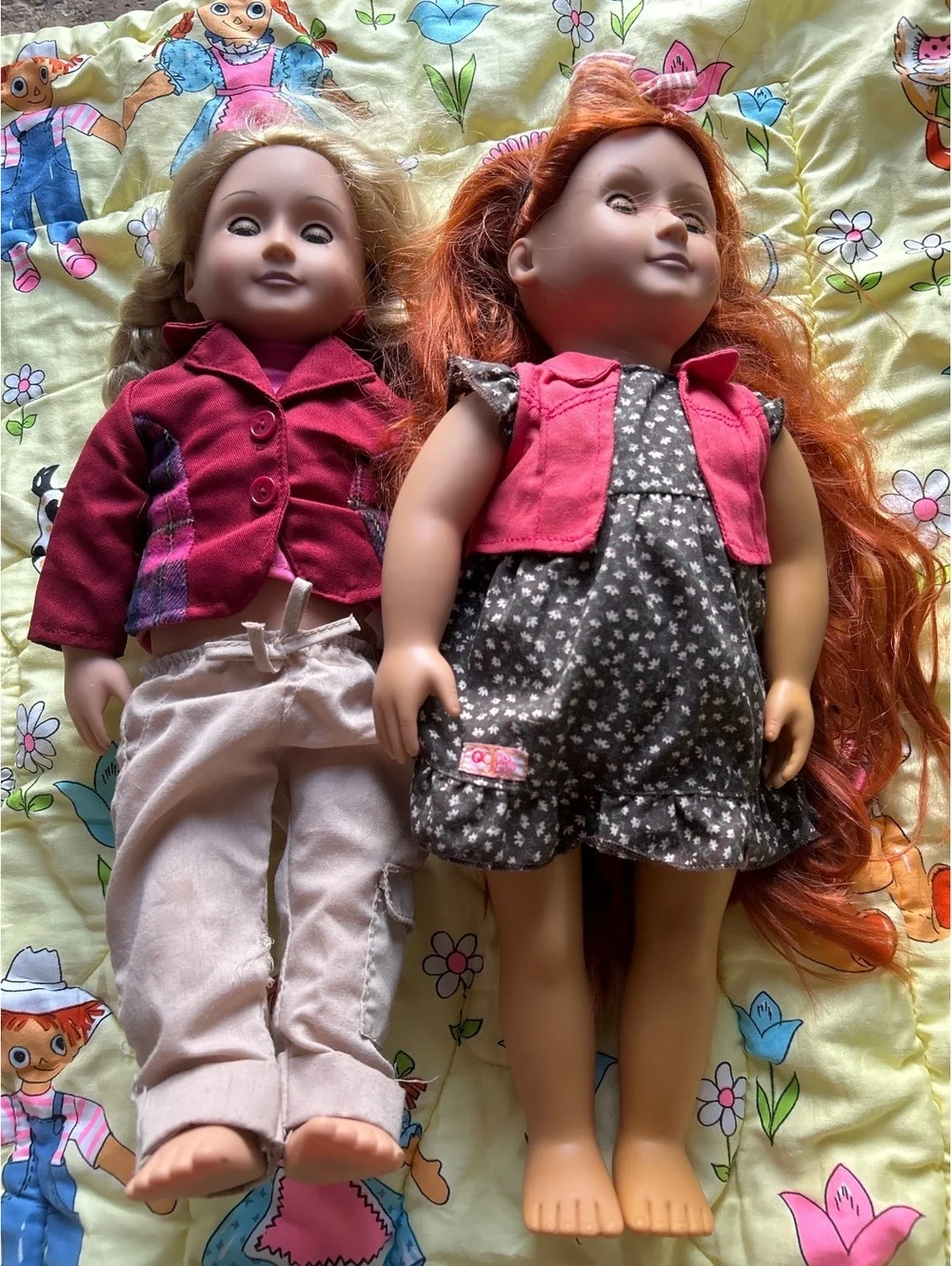 Our Generation Dolls - Blonde Girl with Burgundy Jacket and Redhead Girl with Dk